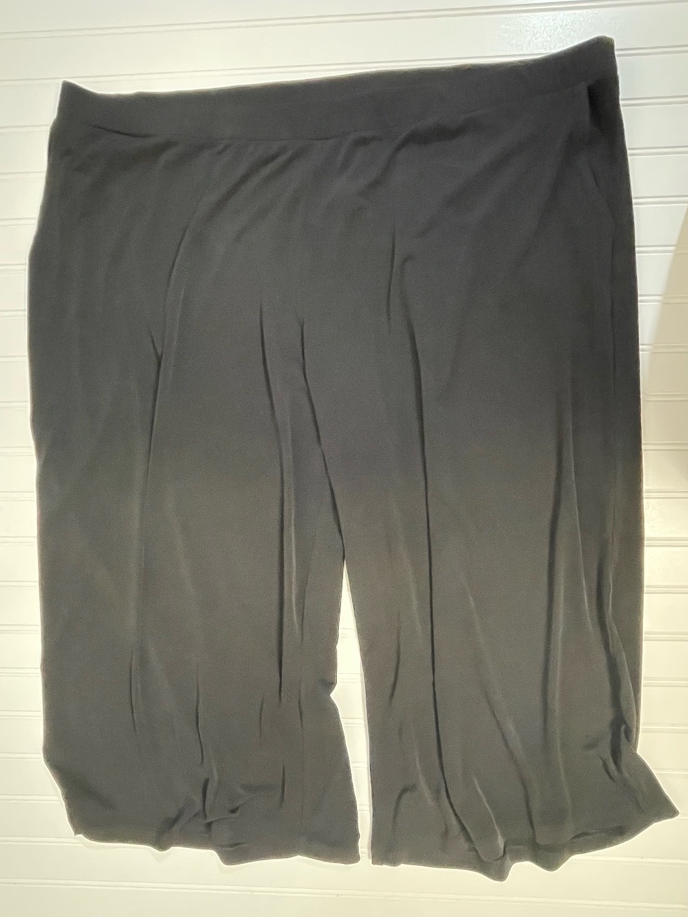 Susan Graver Black Wide-Leg Gaucho Capri Length Pant 2X
